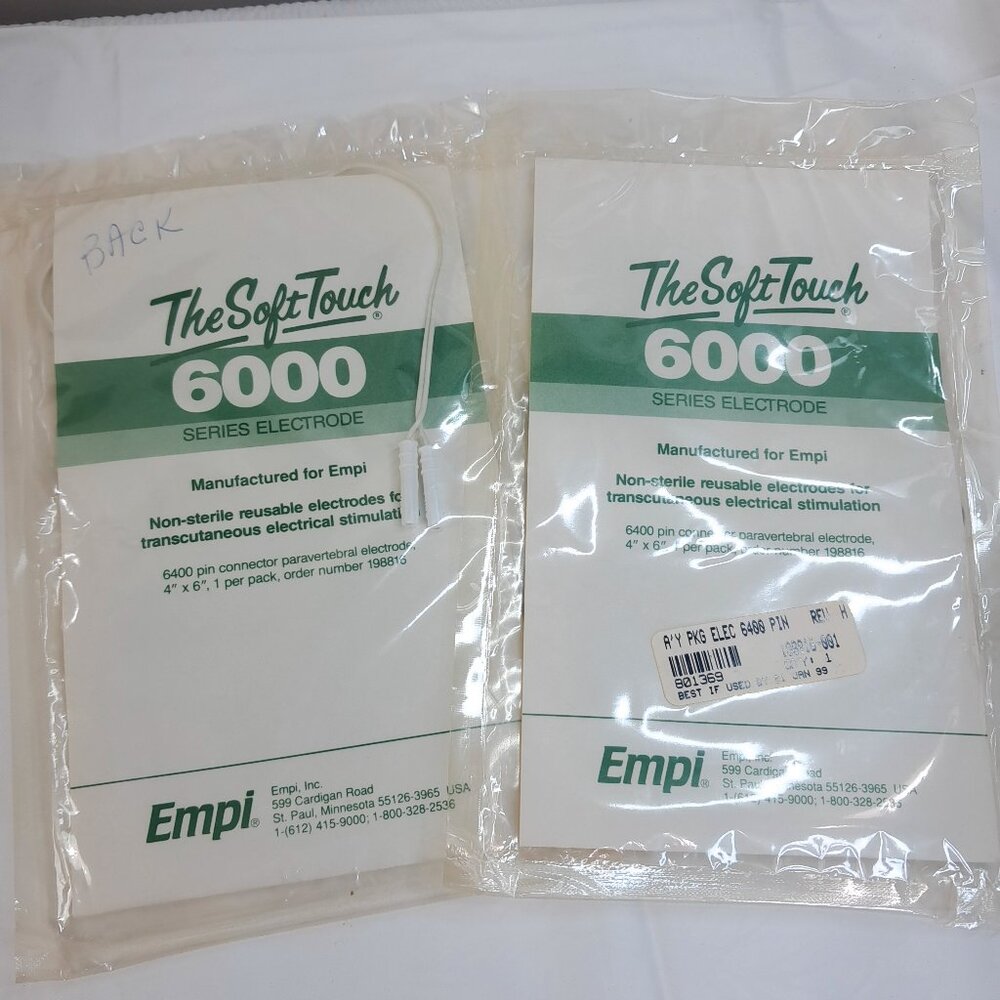 Empi set 2 The Soft Touch 6000 series Electrode 198816 4x6" muscle electrodes